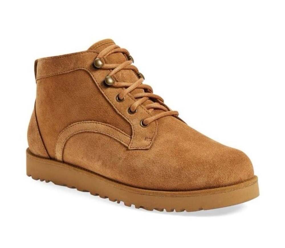 UGG Women's Bethany Lace Up Sheepskin Chukka Booties Chestnut Suede
